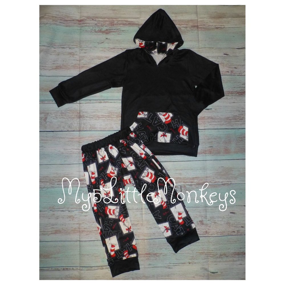 Dr Seuss Cat in the Hat Boys Hooded Sweatshirt Outfit Set